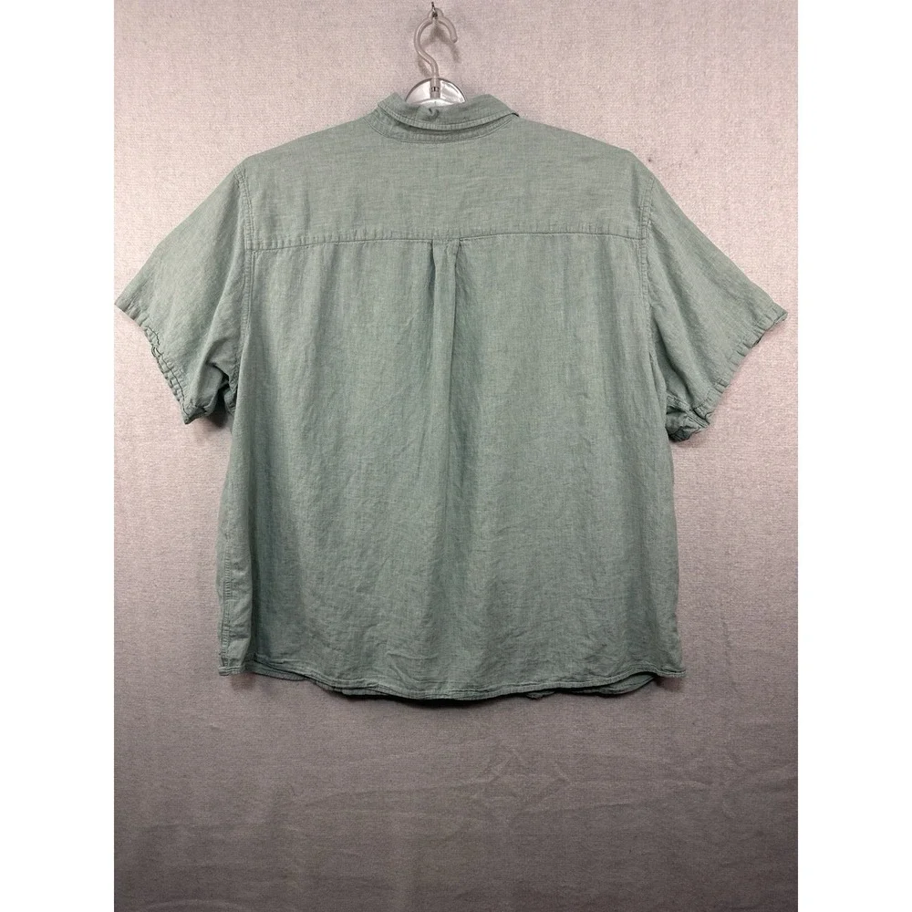 Oak Hill Men's 3XL Button Up Shirt Linen/Cotton Blend Aqua Blue Casual Golf - Picture 2 of 7